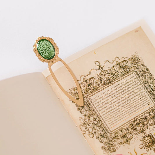 ‘Green Botanical Mosaic’ Metal Clip Bookmark