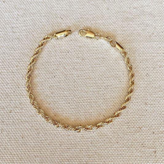 3mm Rope Chain Bracelet - Gold Filled