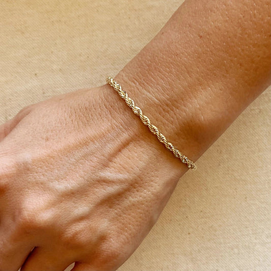 3mm Rope Chain Bracelet - Gold Filled
