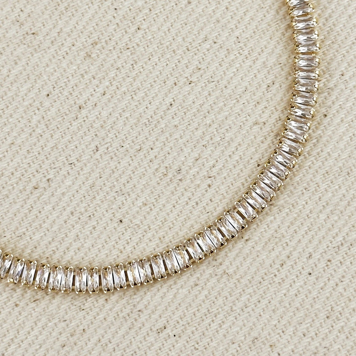 Baguette Cut CZ Tennis Bracelet – Gold Filled