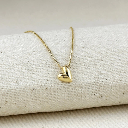 Sliding Puffy Heart Pendant Necklace – Gold Filled
