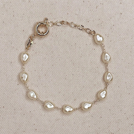 Simulated Baroque Pearl Bracelet – Gold Filled