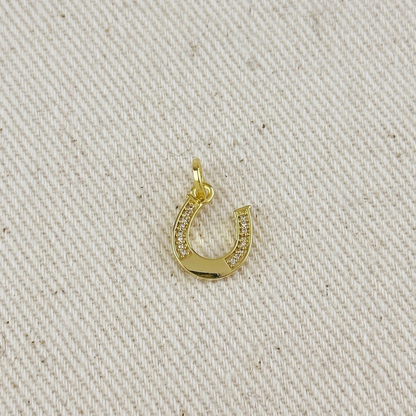 Horseshoe Charm – Gold Filled with CZs