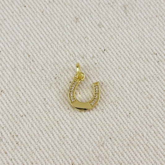 Horseshoe Charm – Gold Filled with CZs