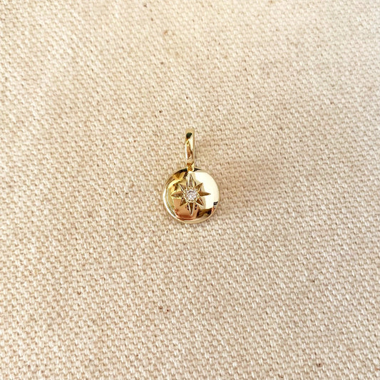 Mini Starburst Plate Charm – Gold Filled with CZ