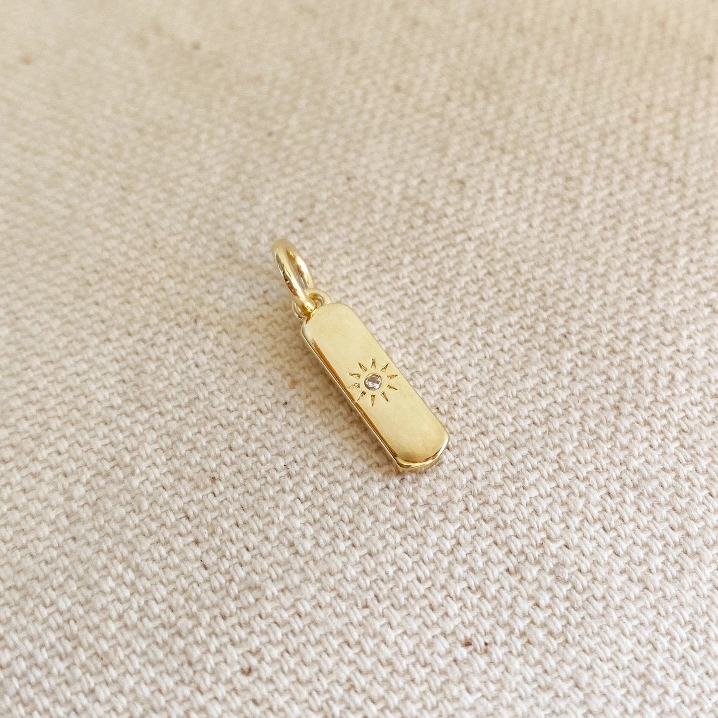 Mini Starburst Dog Tag Charm – Gold Filled with CZ
