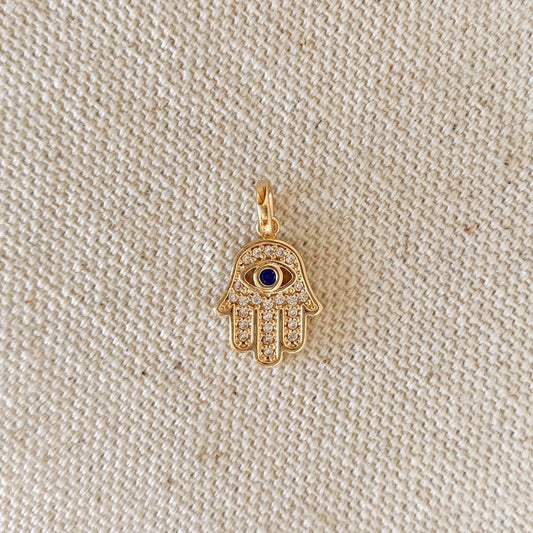 Hamsa Charm – Gold Filled with Pavé CZs
