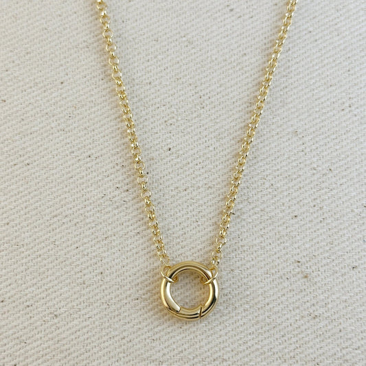 16" Rolo Chain Necklace with Carabiner – Gold Filled