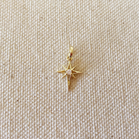 Mini Starburst Charm with CZ - Gold Filled