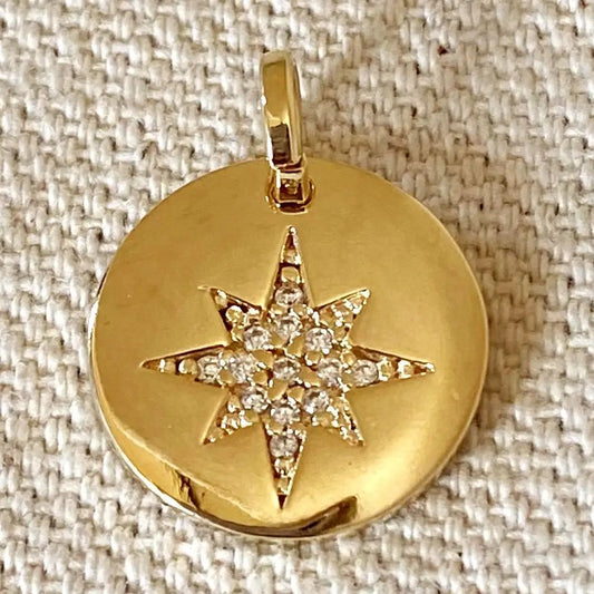 Starburst Plate Charm – Gold Filled with CZ