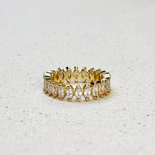 Marquise-Cut Crystal Eternity Band Ring - Gold Filled (select size)