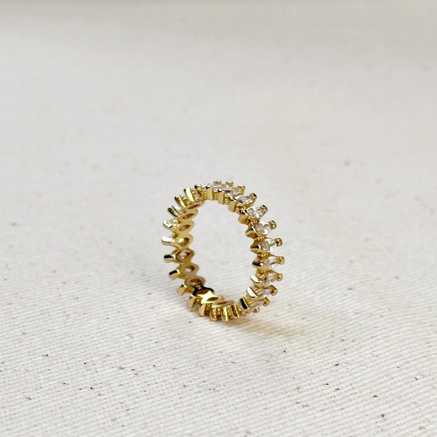 Marquise-Cut Crystal Eternity Band Ring - Gold Filled (select size)