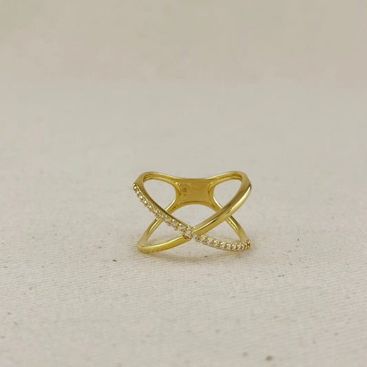 X Statement Ring - Gold Filled with CZs
