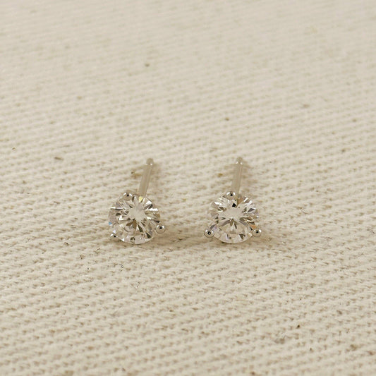 Moissanite Stud Earrings - Rhodium Plated Sterling Silver