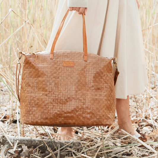 Gemma Large Travel Bag - Woven Cuoio