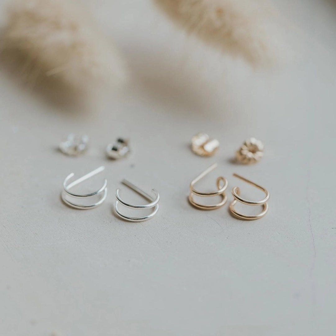 Double-Up Post Earrings (select material) Sterling Silver