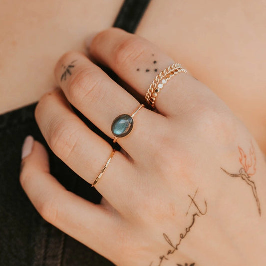 Mystic Labradorite Ring – Gold Filled