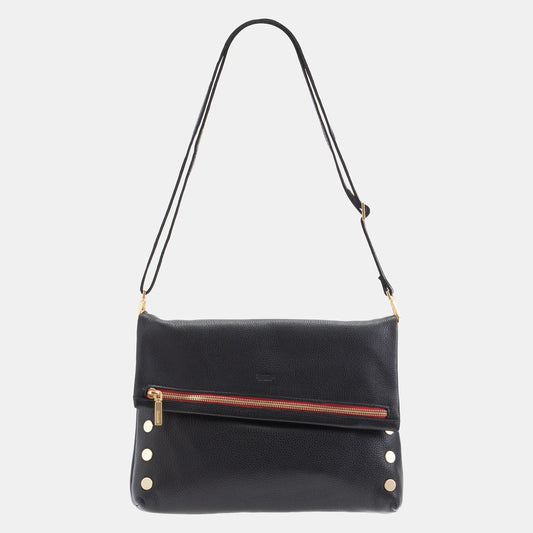 Hammitt VIP Large Crossbody Bag - Black/Brushed Gold with Red Zip