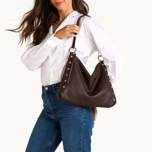 Hammitt Kyle Large - Espresso Pebble/Shiny Silver