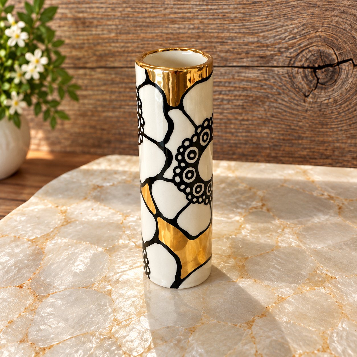 Medium 22k Gold Luster ‘Gilded Bloom’ Handmade Vase