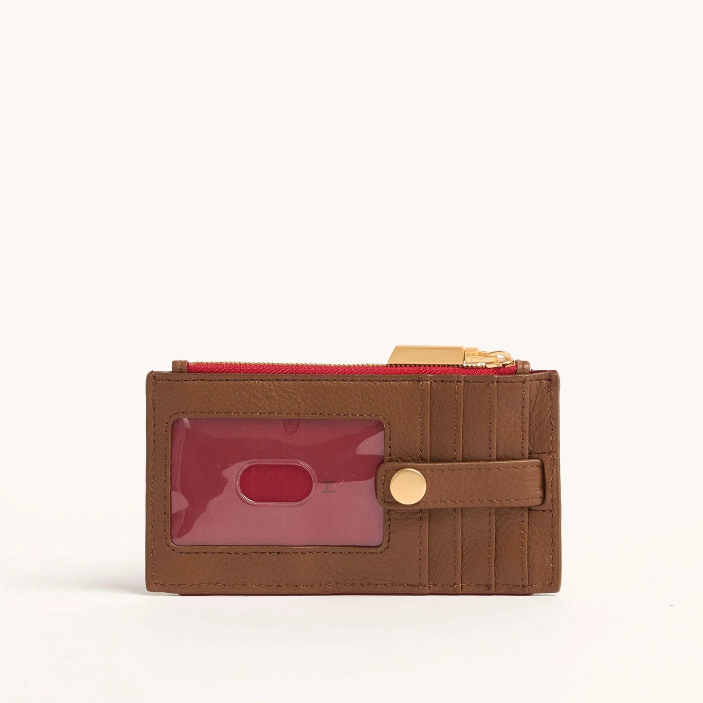 Hammitt 210 West Wallet - Mahogany Pebble/Brushed Gold with Red Zip