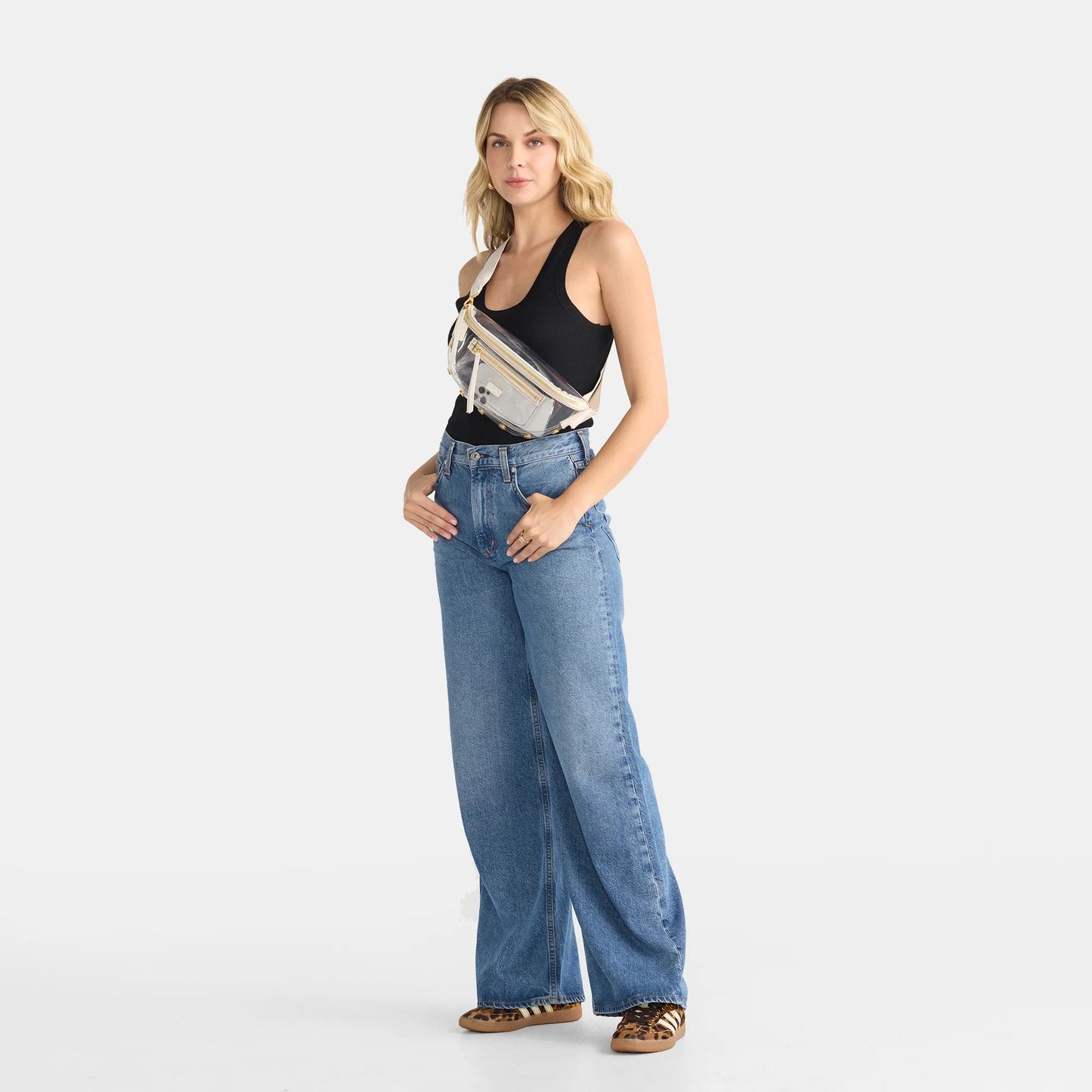 Hammitt Charles Clear Belt Bag - Calla Lily White/Brushed Gold