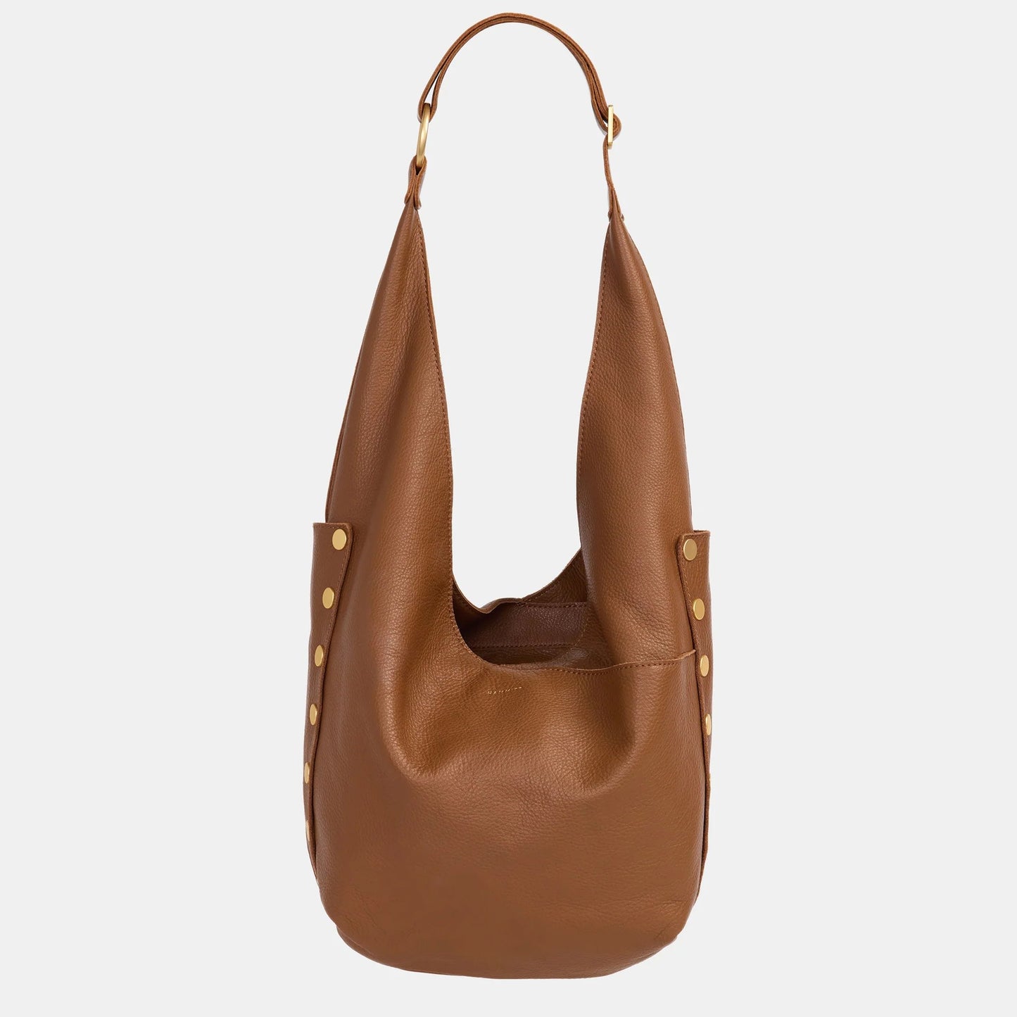 Hammitt Tom Zip Hobo Bag - Mahogany Pebble/Brushed Gold with Red Zip
