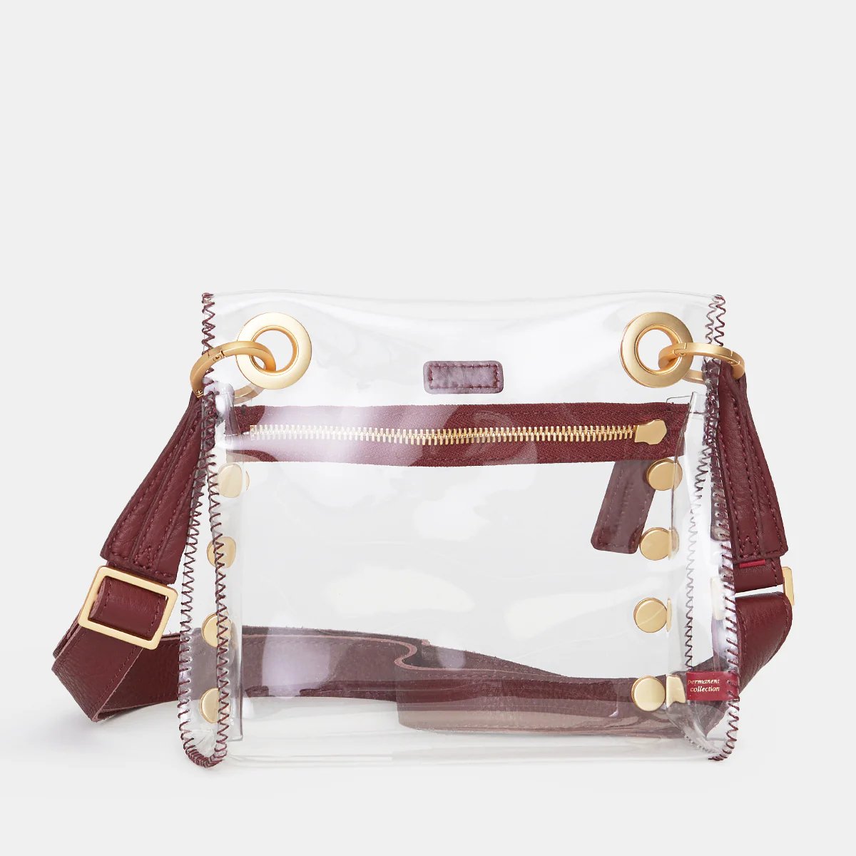 Hammitt Tony Clear Small Crossbody Bag - Crimson/Brushed Gold
