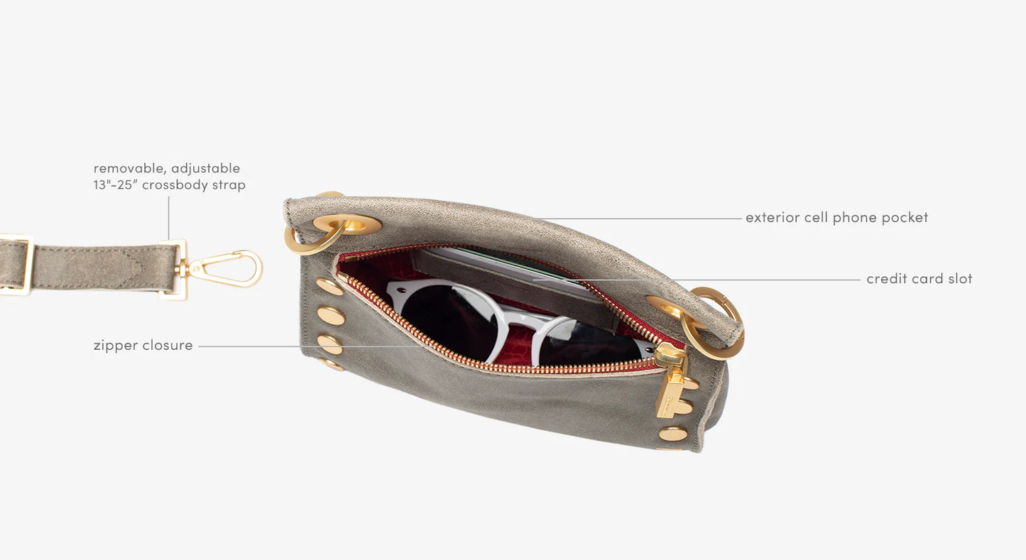 Hammitt Tony Small - Pewter/Brushed Gold with Red Zip