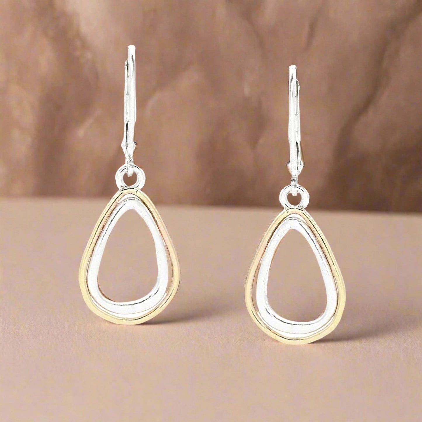Gold-Edged Sterling Silver Drop Earrings