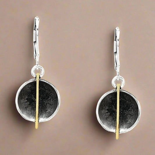 Mixed-Metal ‘Golden Rift’ Dangle Earrings