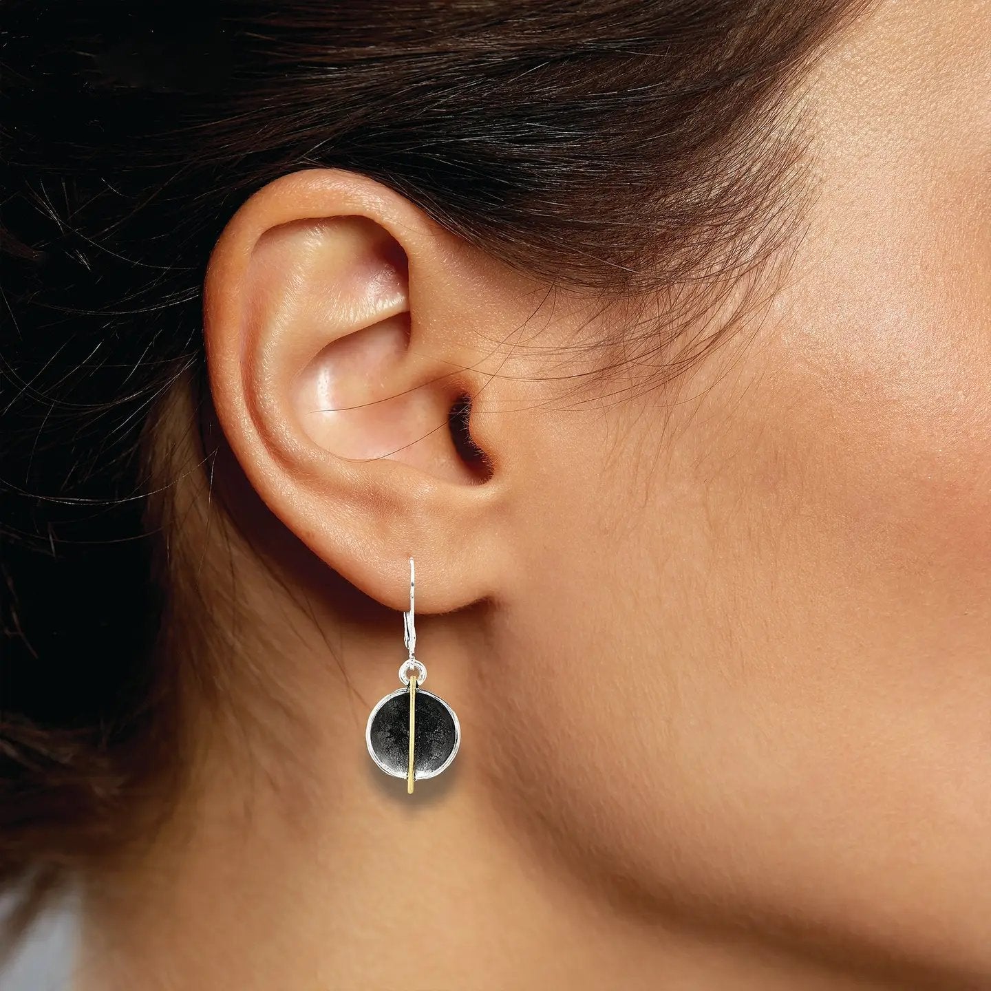 Mixed-Metal ‘Golden Rift’ Dangle Earrings