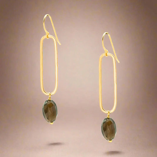 Smoky Quartz Oval Drop Earrings