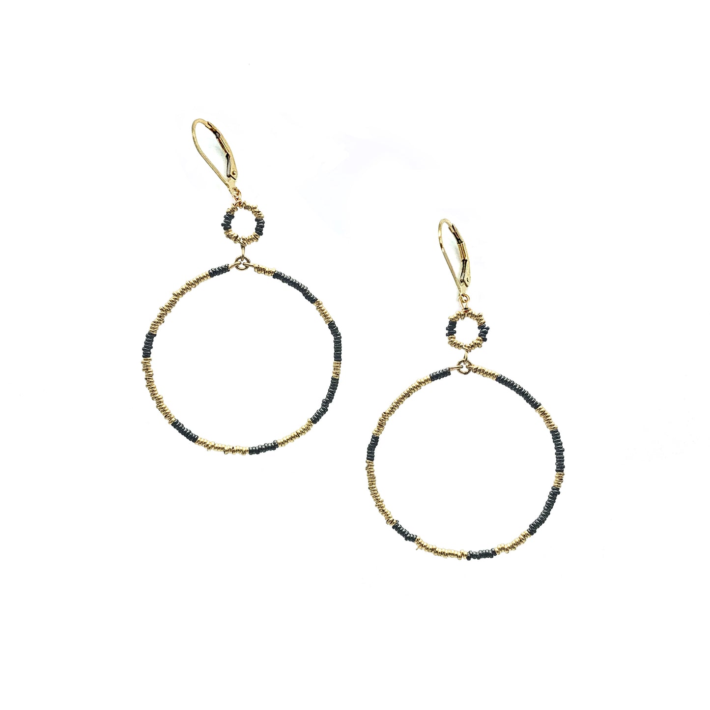 Black + Gold Chain Link Hoop Earrings