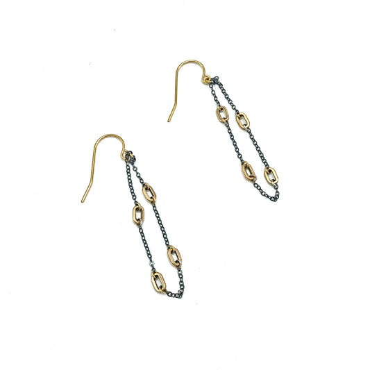 Intaglio Collection Mixed Metal Loop Chain + Link Earrings