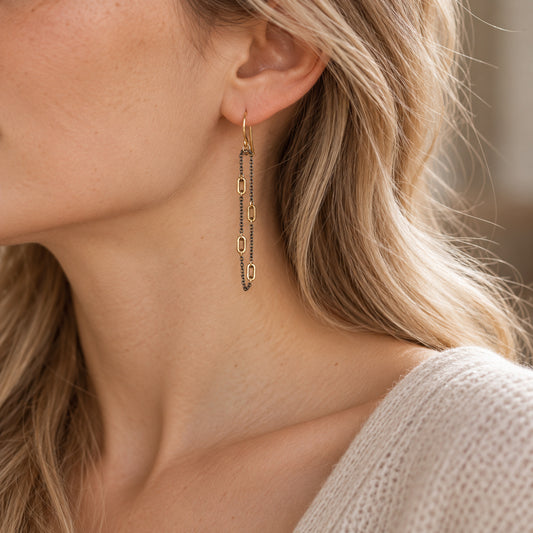 Intaglio Collection Mixed Metal Loop Chain + Link Earrings