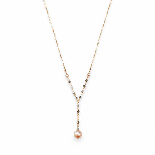 Pearl Drop Y-Necklace with CAL 2x European Crystals