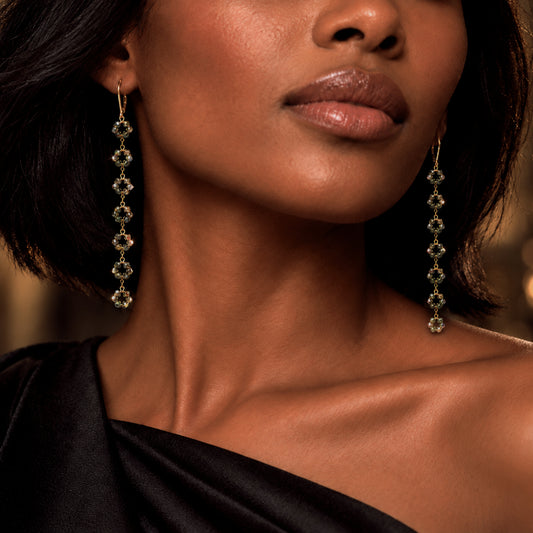 Iridescent Vitrail European Crystal Linear Duster Earrings