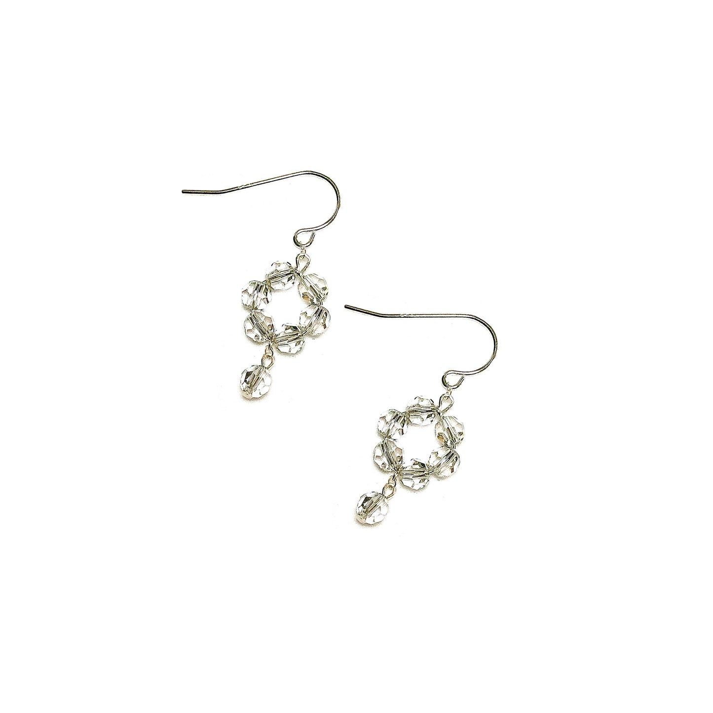 European Crystal Dainty 'Flower' Dangle Earrings (Select Color) Silver Shade
