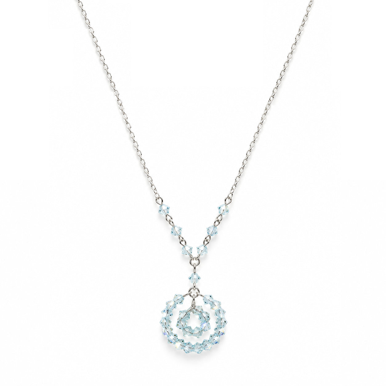 Light Azore AB European Crystal Petite Concentric Circles Pendant Necklace