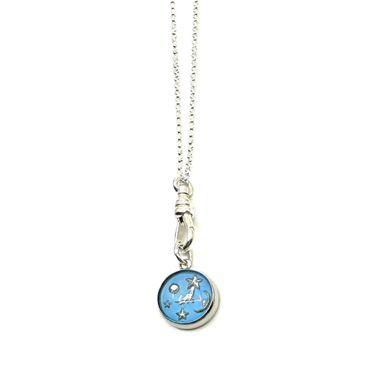 Vintage Reverse-Painted Nursery Rhyme Charm Necklace - Twinkle Twinkle Little Star