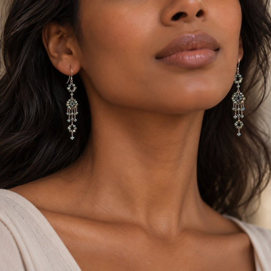 Paradise Shade European Crystal Chandelier Earrings