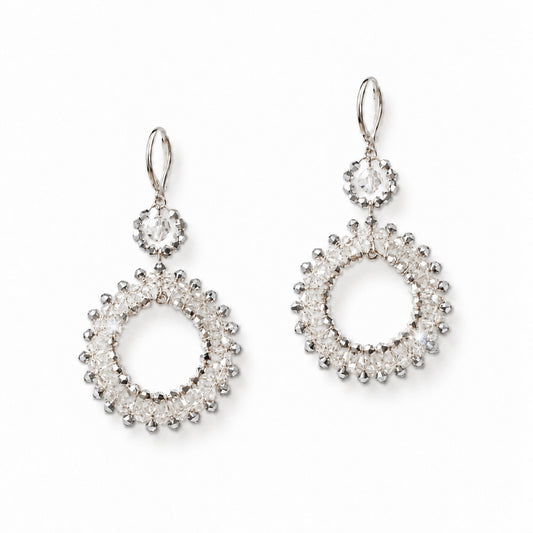 CAL + Silver Shade European Crystal Medallion Dangle Earrings