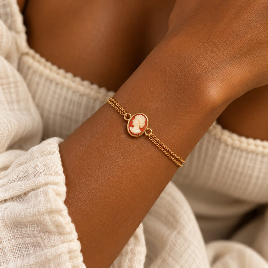 Vintage Cameo Intaglio Double-Chain Bracelet