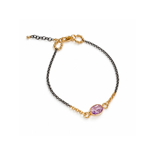 Vintage Amethyst Mixed Metal Bracelet