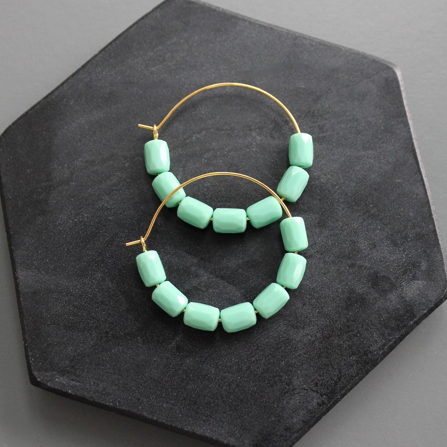 Turquoise Glass Hoop Earrings