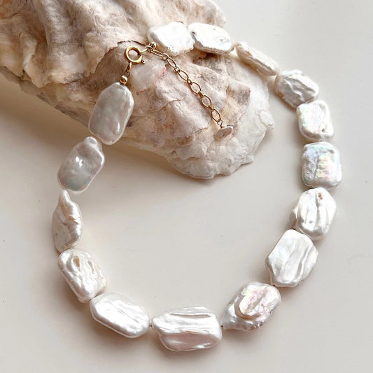 Keshi Pearl Collar Statement Necklace