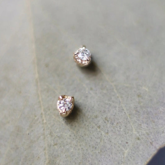 14k Gold + Diamond Petite Stud Earrings
