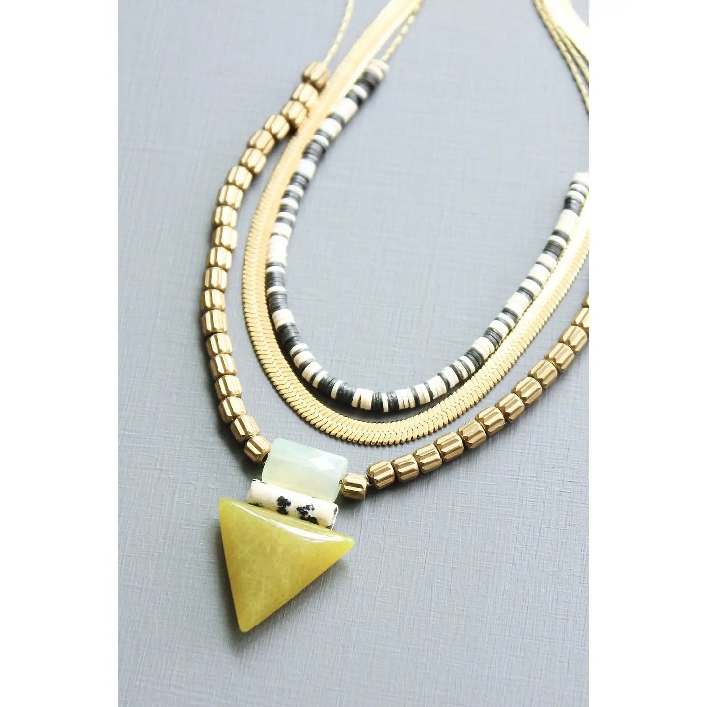 Triple Strand Art Deco Necklace with Vulcanite