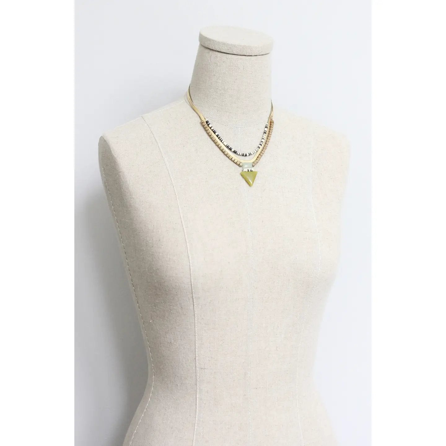 Triple Strand Art Deco Necklace with Vulcanite